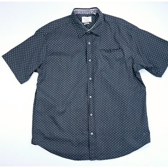 Paper Denim Cloth Stretch Fabric Classeic Size 2XL Black Polka Dots Short Sleeve - Picture 5 of 9